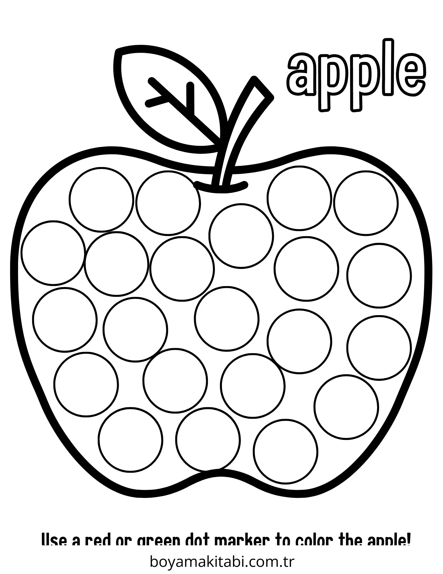 Apple boyama sayfası – eğitici aktivite, yaratıcılık