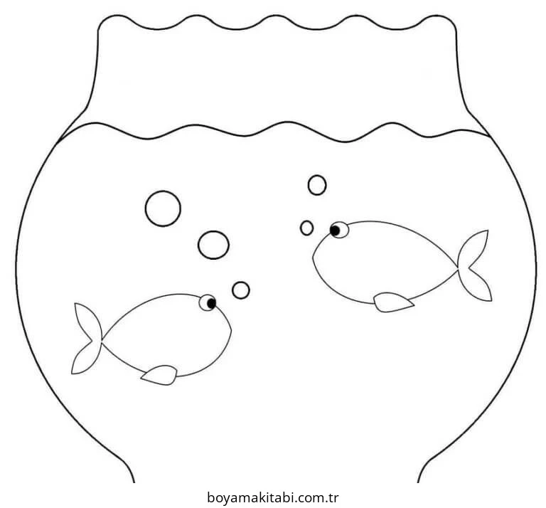 Akvaryum boyama sayfası – sevimli karakter, sanatsal çalışma