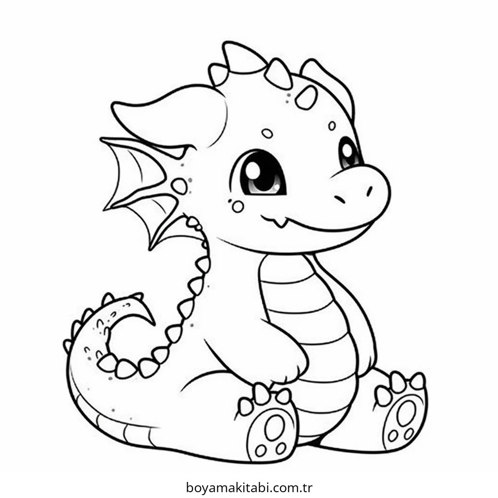 Baby Dragon boyama sayfası – kolay boyama, eğitici aktivite