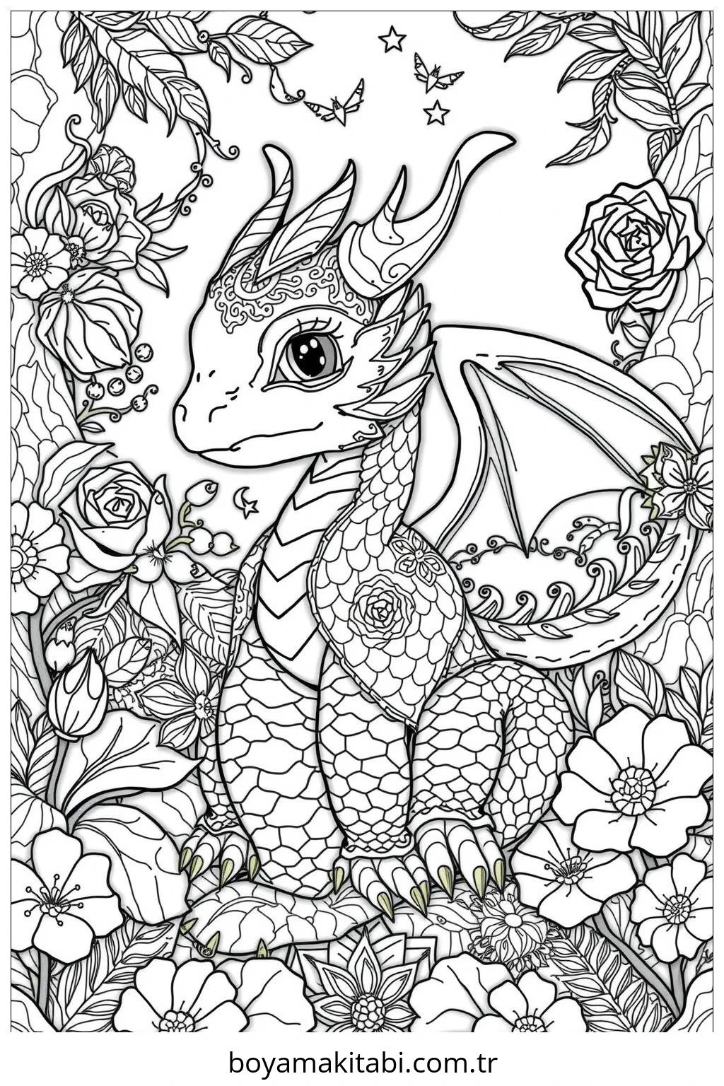 Baby Dragon boyama sayfası – boyama etkinliği, çocuk aktivitesi