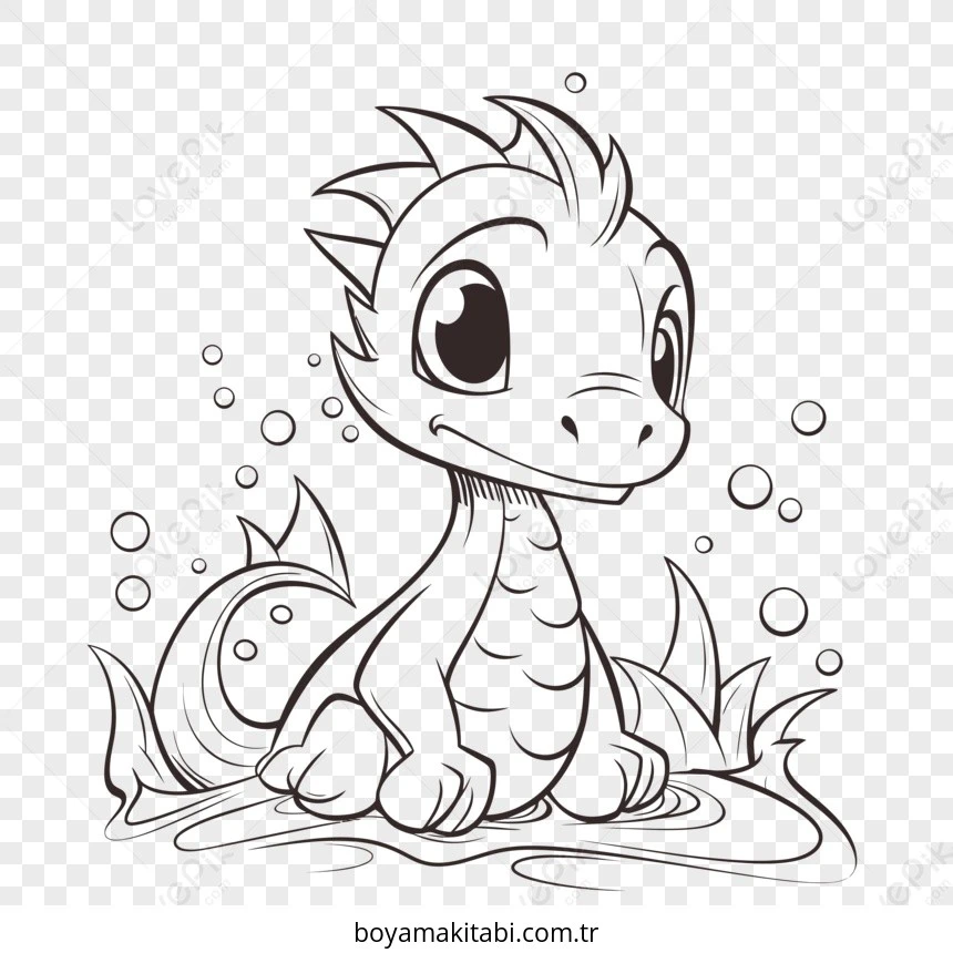 Baby Dragon boyama sayfası – keyifli zaman, renkli çizimler