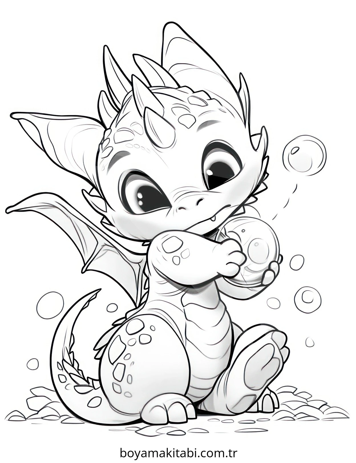 Baby Dragon boyama sayfası – boyama çalışması, yaratıcılığı geliştirir