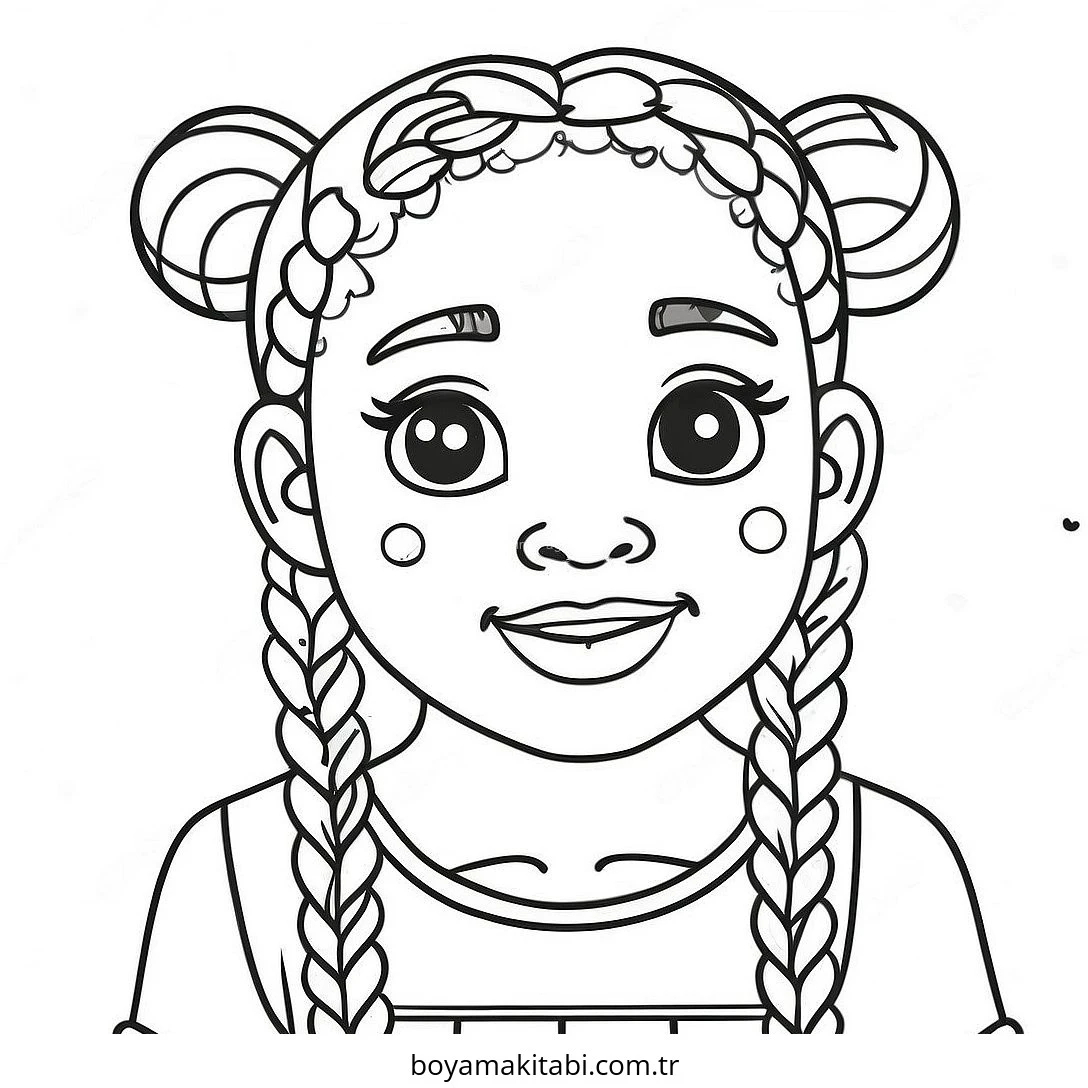 Braids boyama sayfası – çizgi film temalı, basit çizim