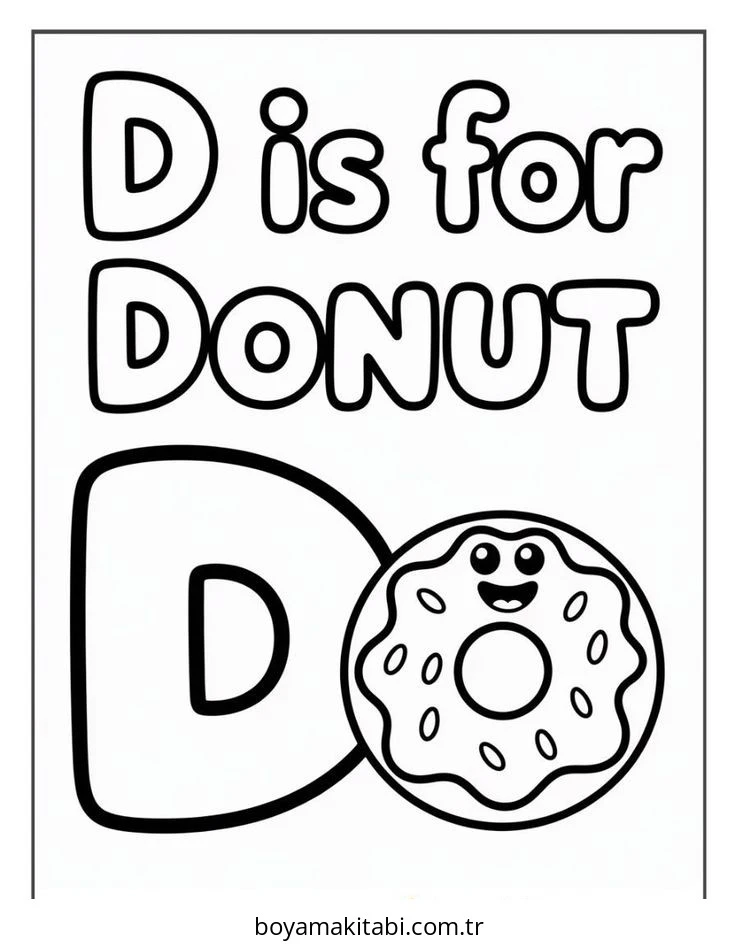 Donut boyama sayfası #105 – dikkat ve odaklanma geliştirir, A4 baskıya uygun