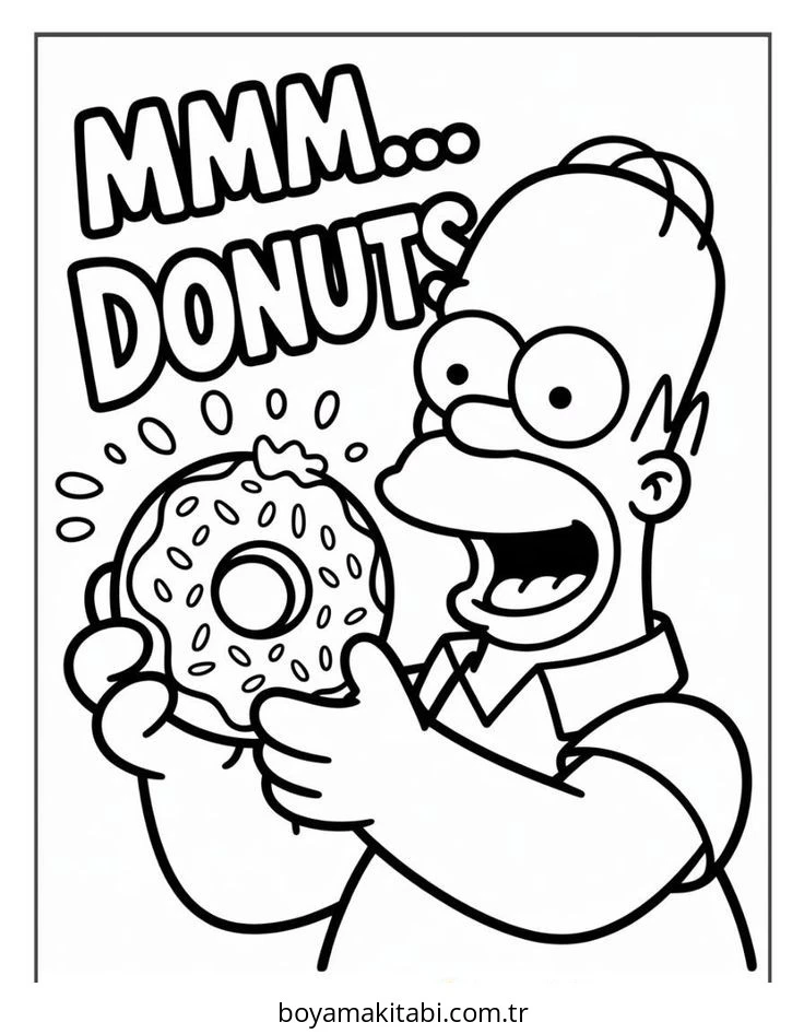 Donut boyama sayfası – renkli çizimler, okul öncesi