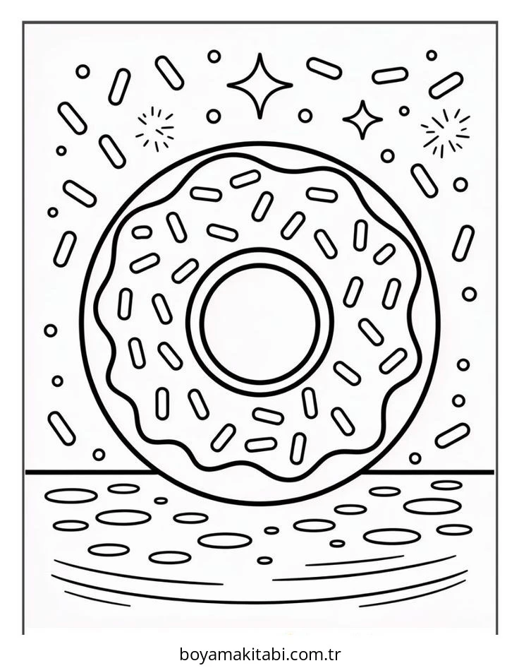 Donut boyama sayfası – eğitici aktivite, yaratıcılık