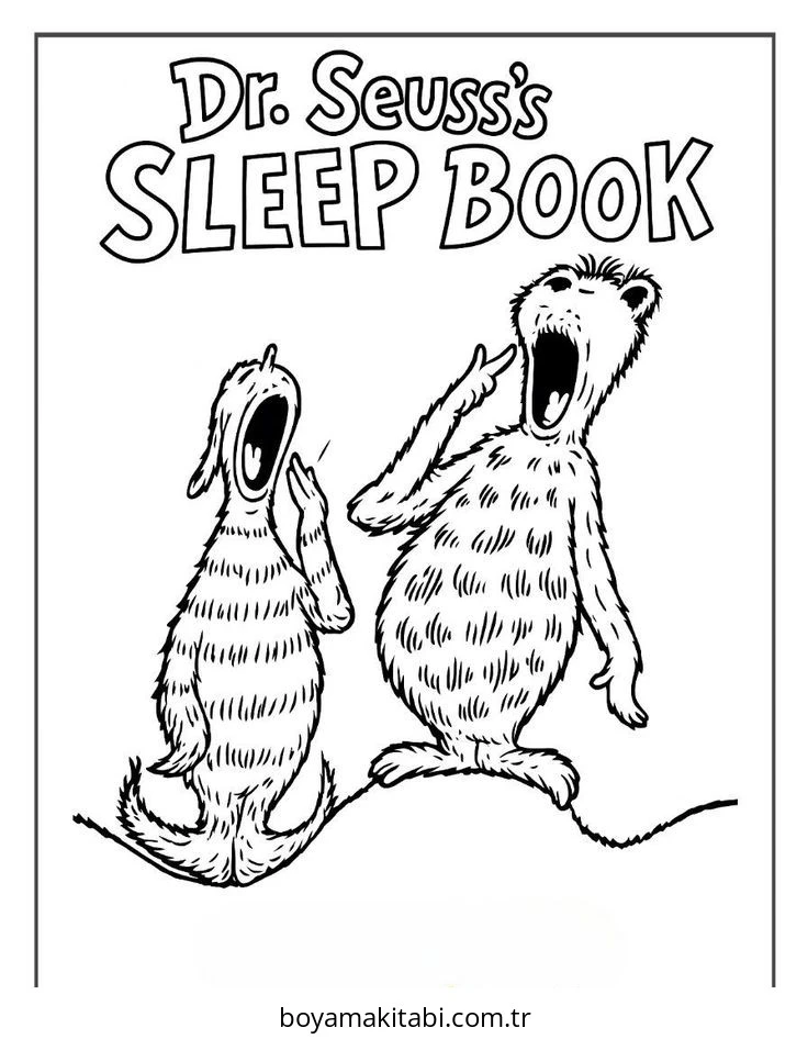 Dr Seuss boyama sayfası – çocuk aktivitesi, PDF indir
