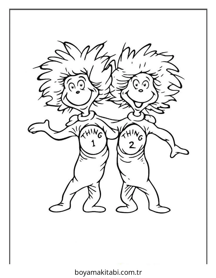 Dr Seuss boyama sayfası – keyifli zaman, renkli çizimler
