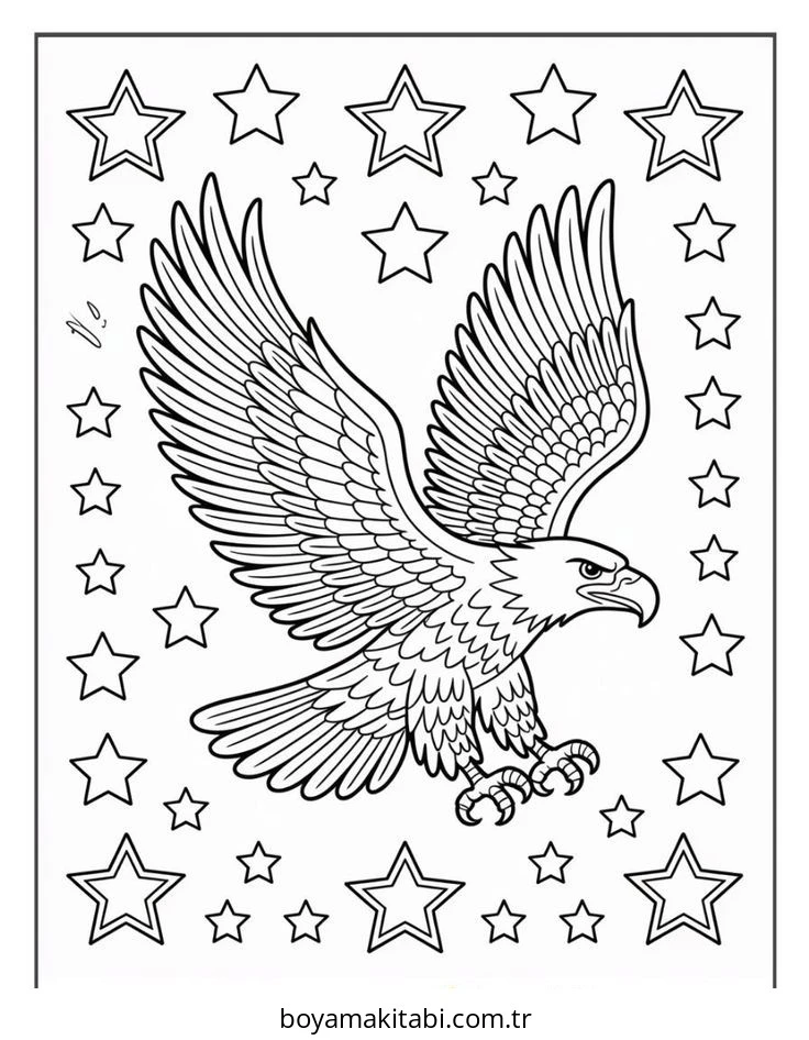 Kartal boyama sayfası – PDF indir, sevimli karakter