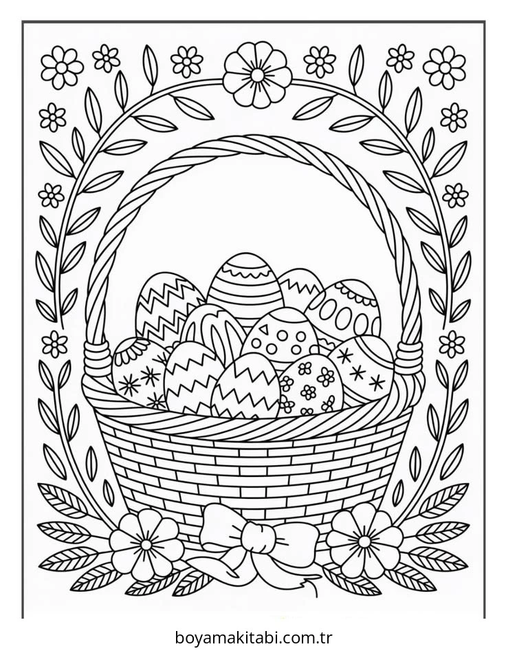 Paskalya boyama sayfası – çocuk aktivitesi, PDF indir