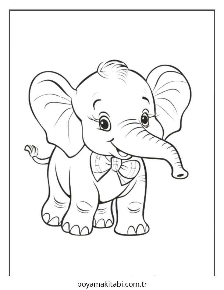 Fil boyama sayfası – PDF indir, sevimli karakter
