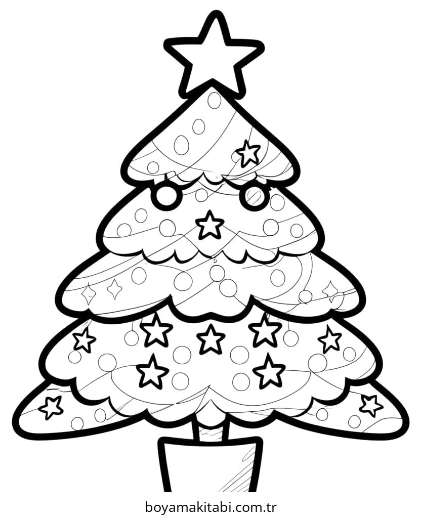 Yılbaşı Ağacı (Noel ağacı) boyama sayfası – yaratıcılık, eğlenceli etkinlik