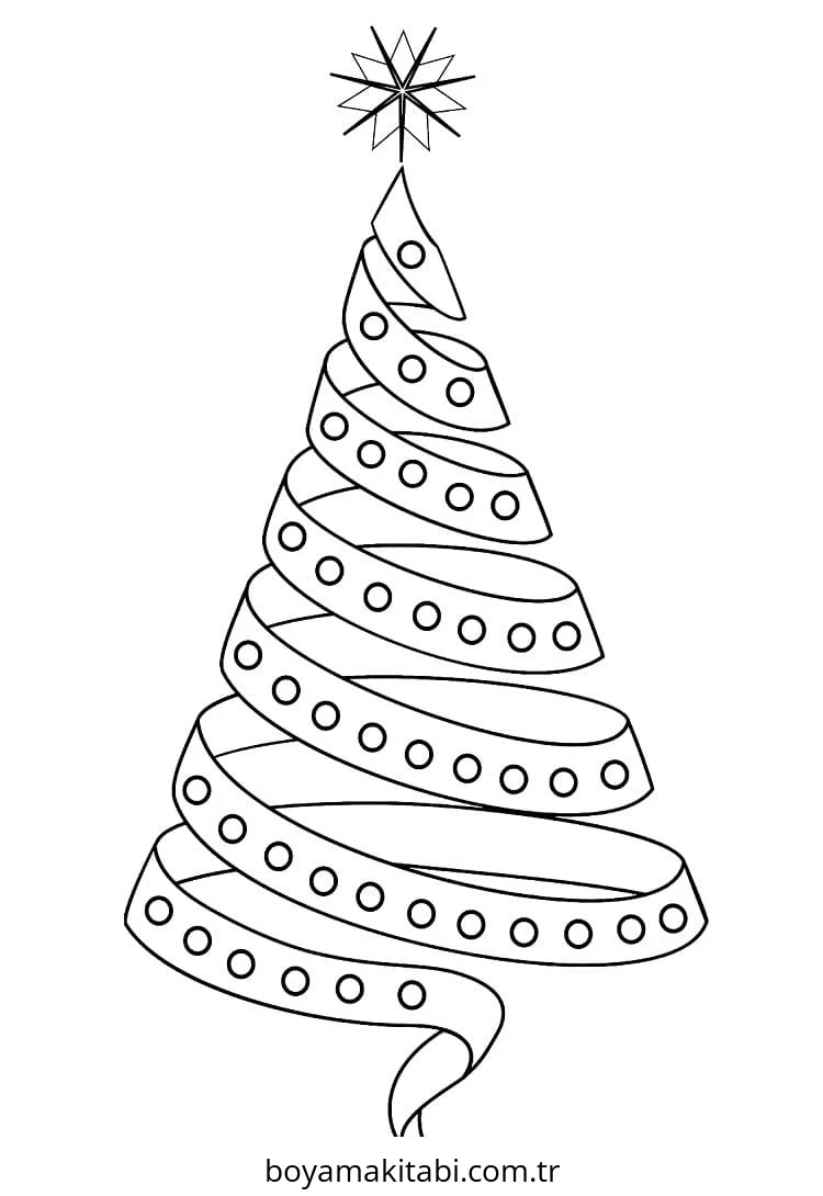 Yılbaşı Ağacı (Noel ağacı) boyama sayfası – eğlenceli etkinlik, el becerilerini geliştirir