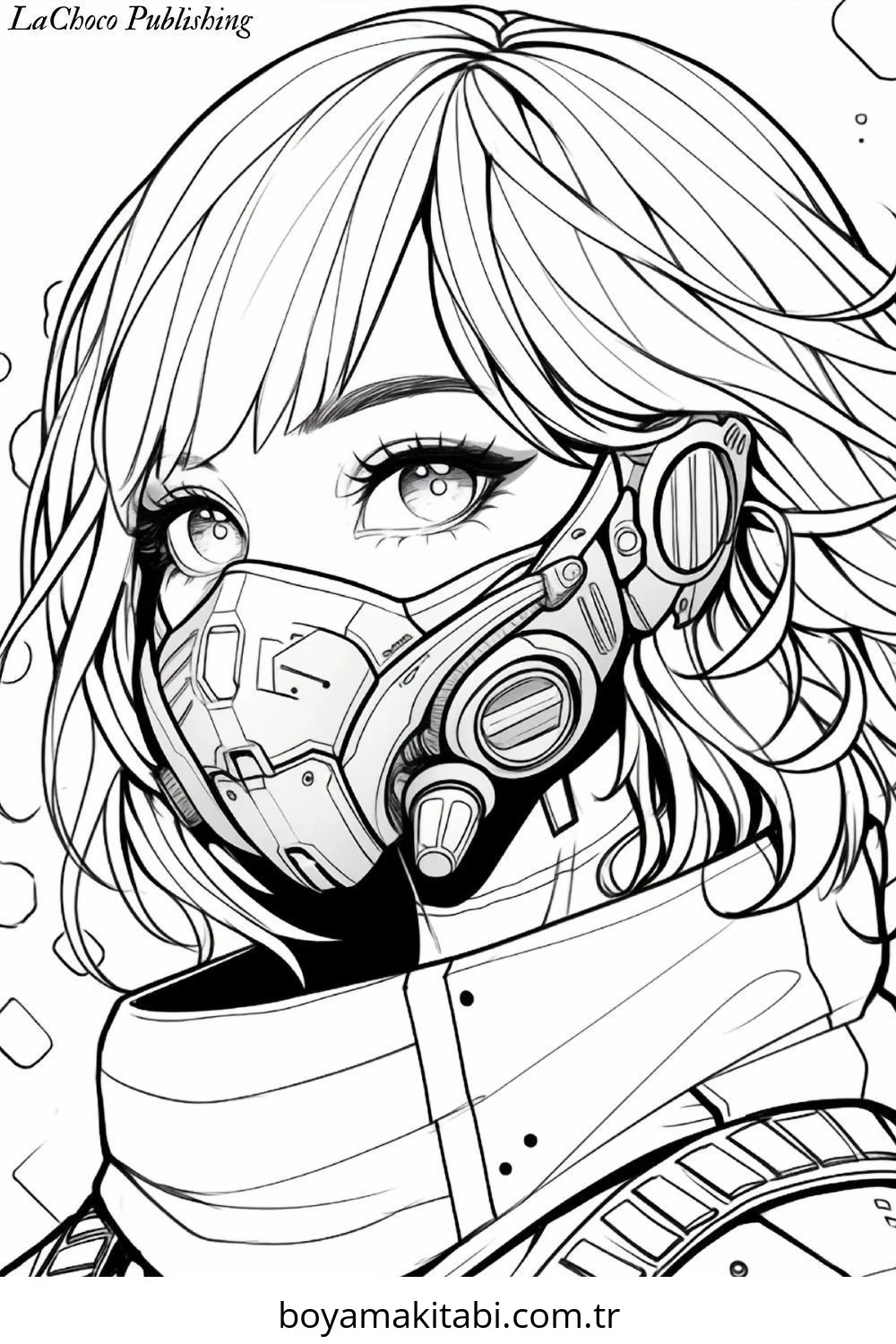 Cyberpunk  boyama sayfası – yaratıcılığı geliştirir, keyifli zaman