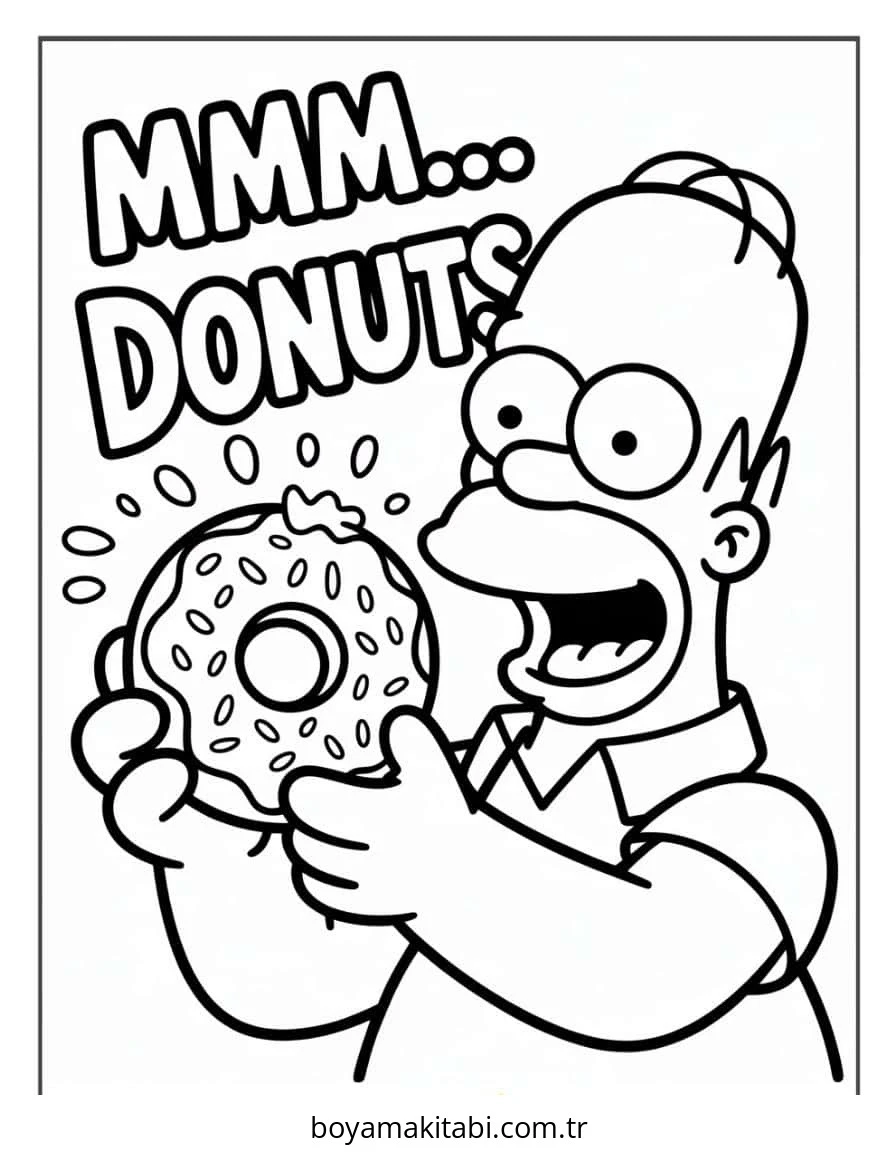 Donut boyama sayfası – el becerilerini geliştirir, boyama çalışması