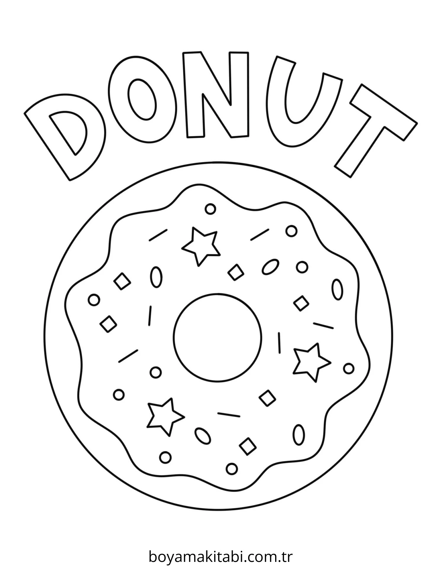 Donut boyama sayfası – keyifli zaman, renkli çizimler
