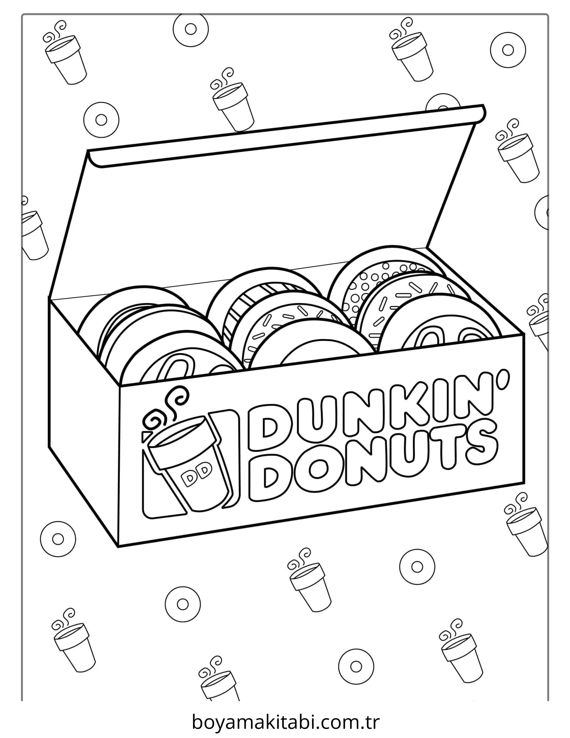 Donut boyama sayfası – sevimli karakter, sanatsal çalışma