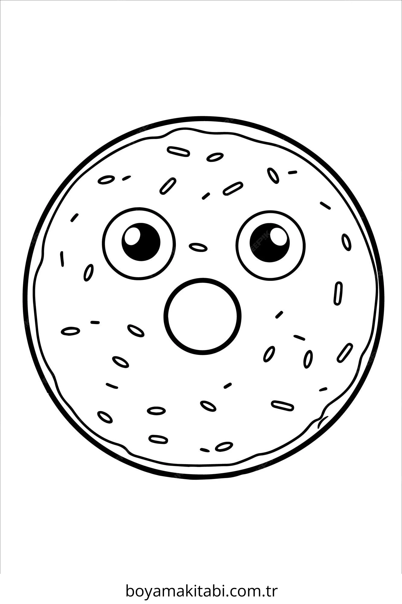 Donut boyama sayfası – çizgi film temalı, basit çizim