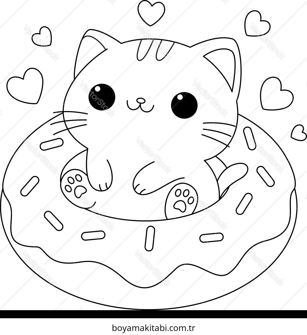 Donut boyama sayfası – boyama çalışması, yaratıcılığı geliştirir