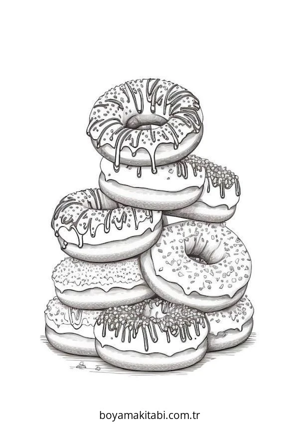 Donut boyama sayfası – ücretsiz yazdır, boyama etkinliği