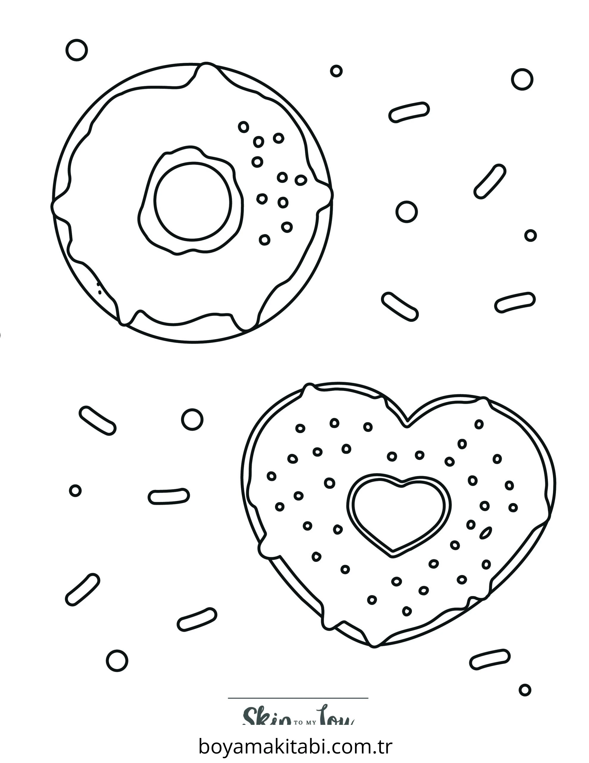 Donut boyama sayfası – kolay boyama, eğitici aktivite