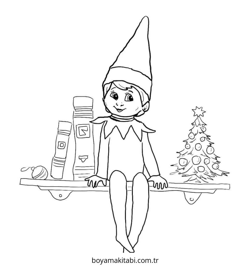 Elf boyama sayfası – eğlenceli etkinlik, el becerilerini geliştirir