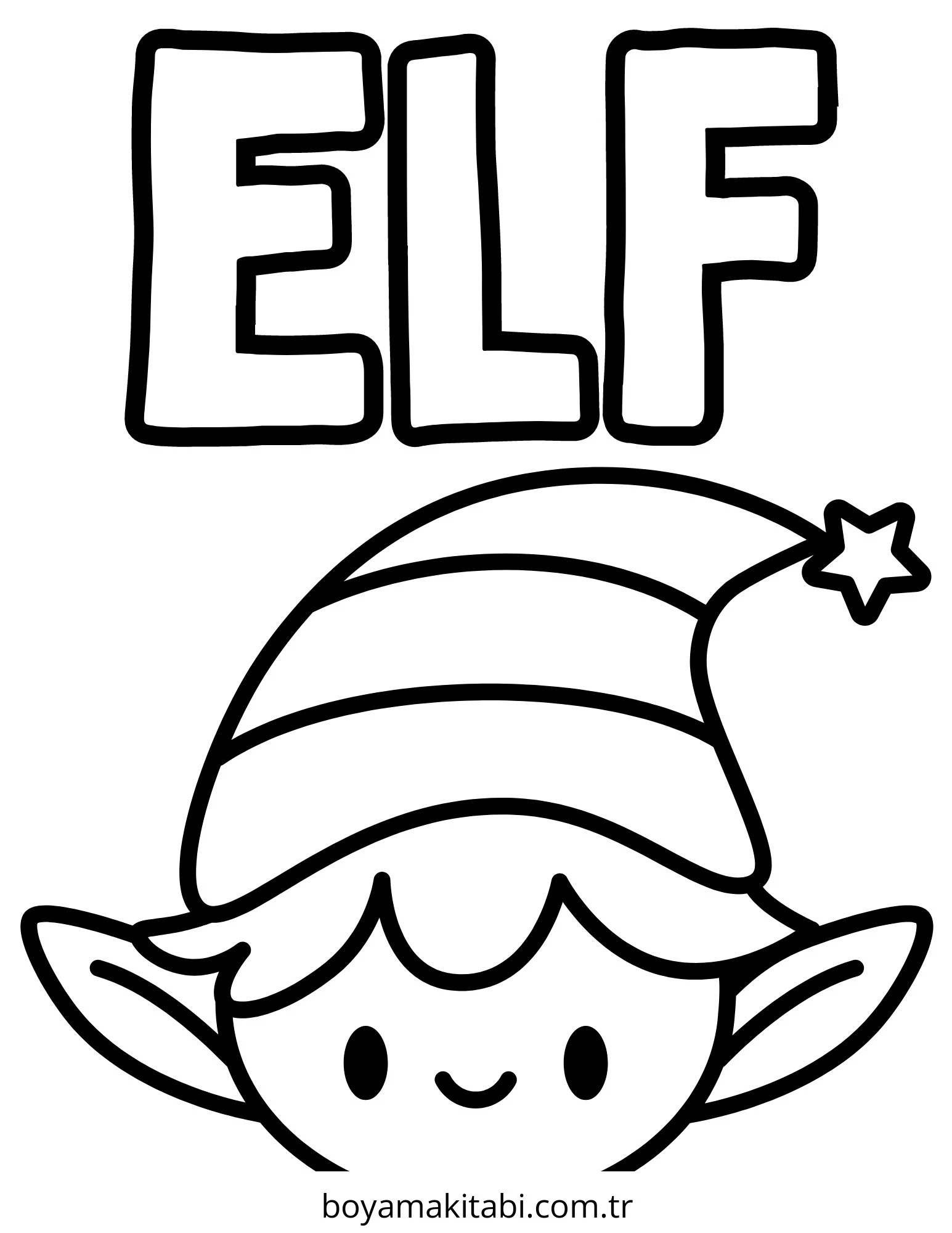 Elf boyama sayfası – evde etkinlik, ücretsiz yazdır