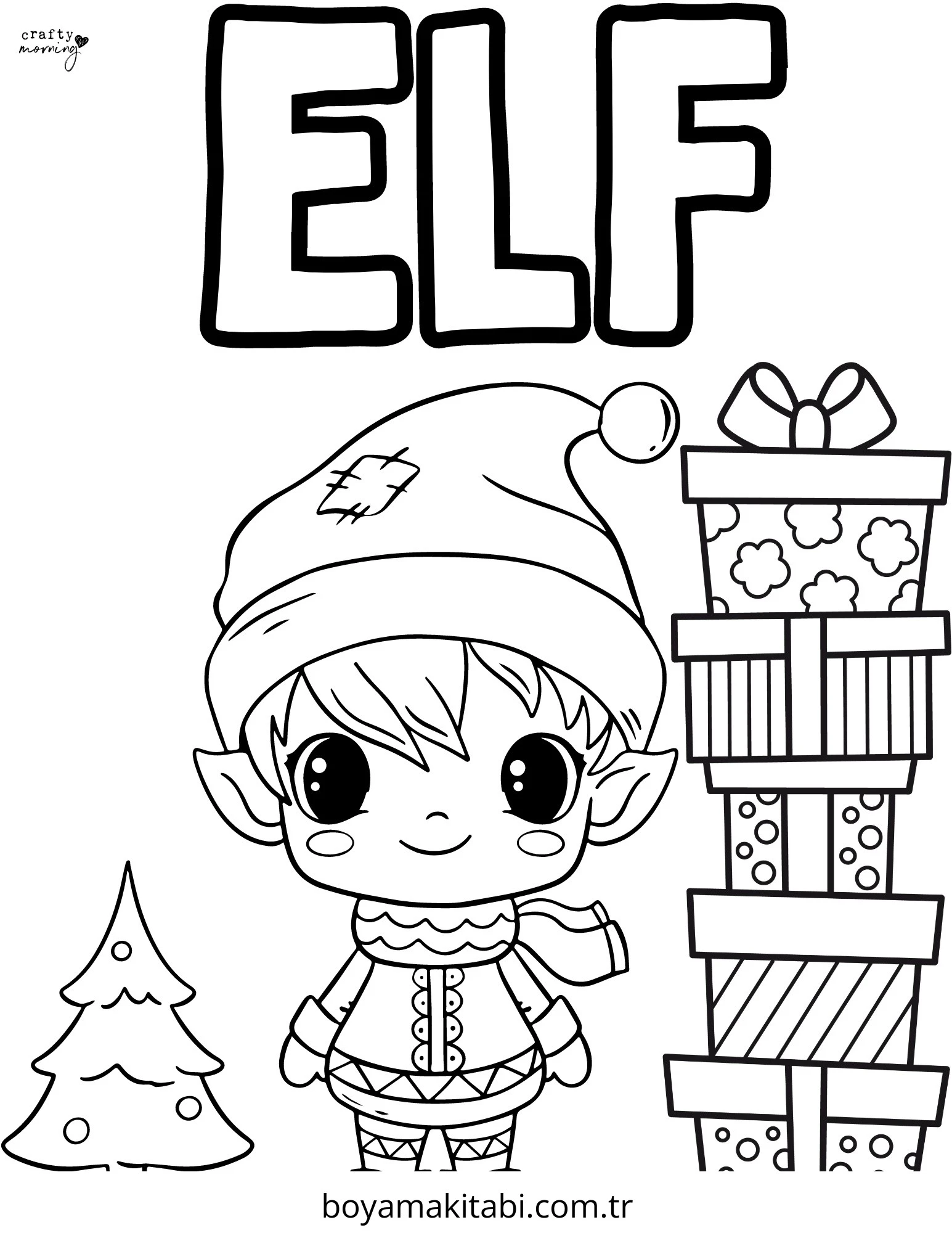 Elf boyama sayfası – yaratıcılık, eğlenceli etkinlik