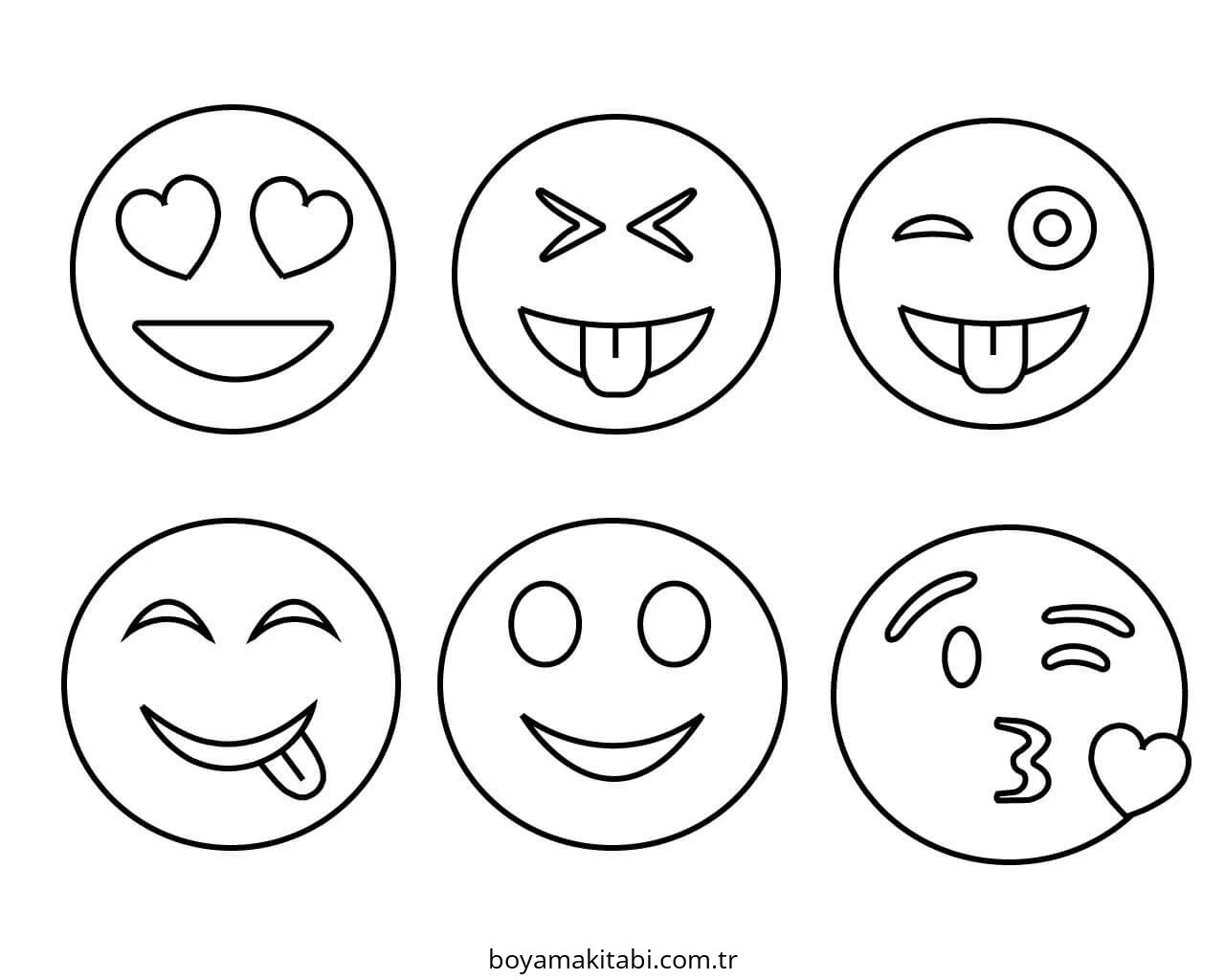 Emoji boyama sayfası – PDF indir, sevimli karakter