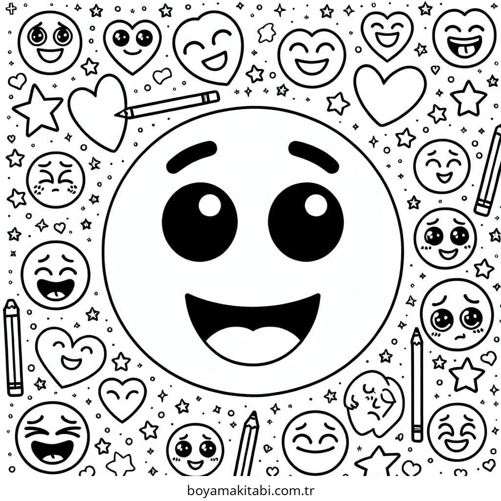 Emoji boyama sayfası – eğlenceli etkinlik, el becerilerini geliştirir