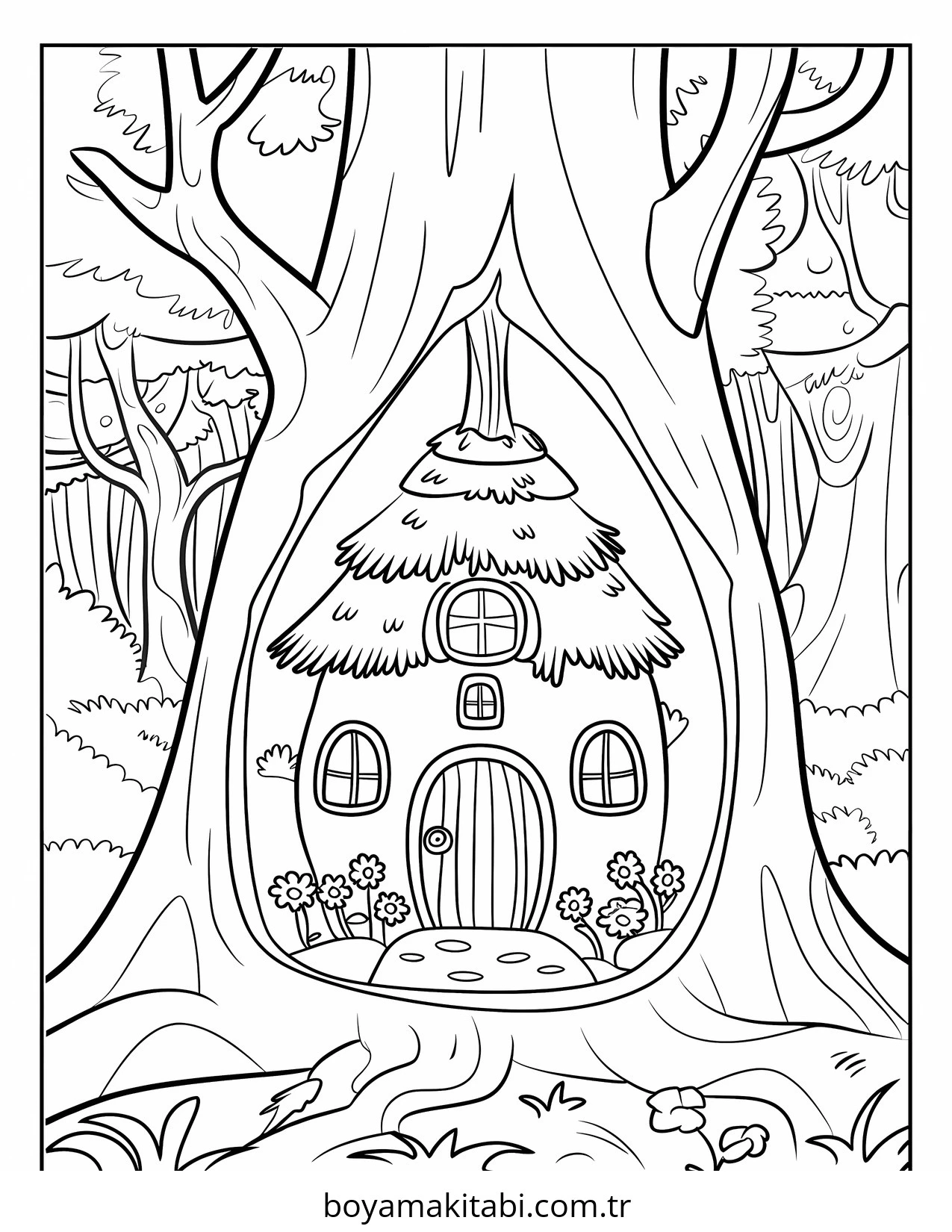 Enchanted Forest boyama sayfası #1 – boyama etkinliği, çocuk aktivitesi