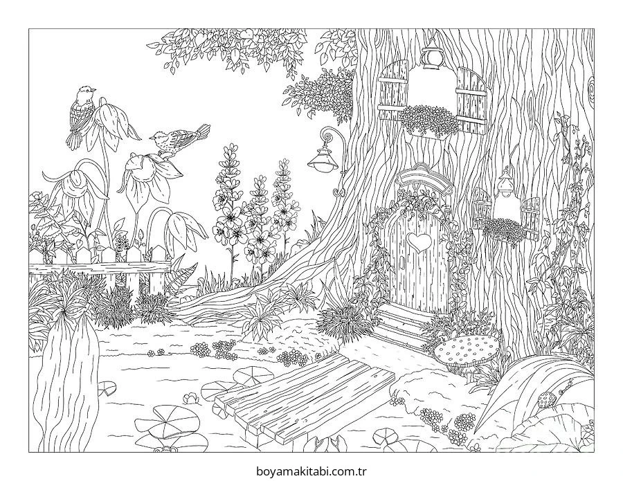 Enchanted Forest boyama sayfası #12 – boyama çalışması, sınıf etkinliği