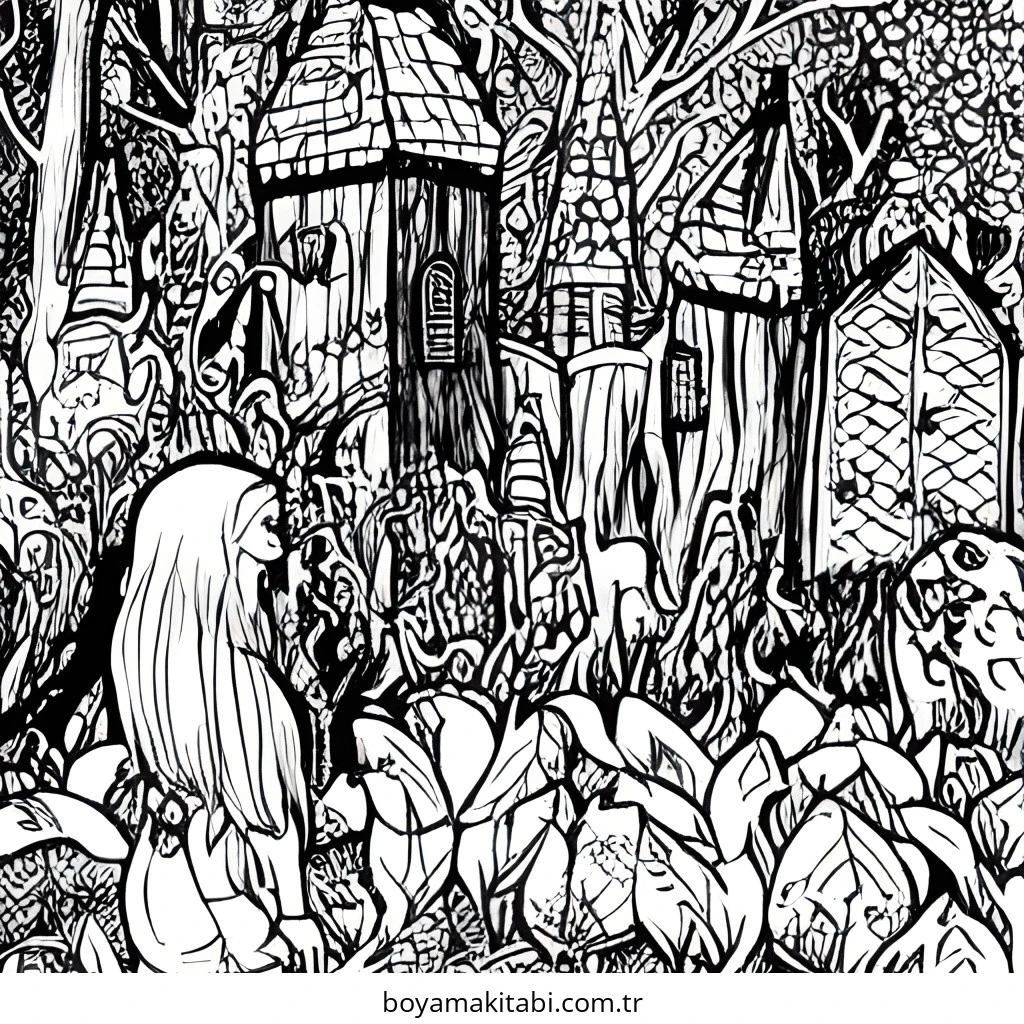 Enchanted Forest boyama sayfası #20 – dikkat ve odaklanma geliştirir, A4 baskıya uygun