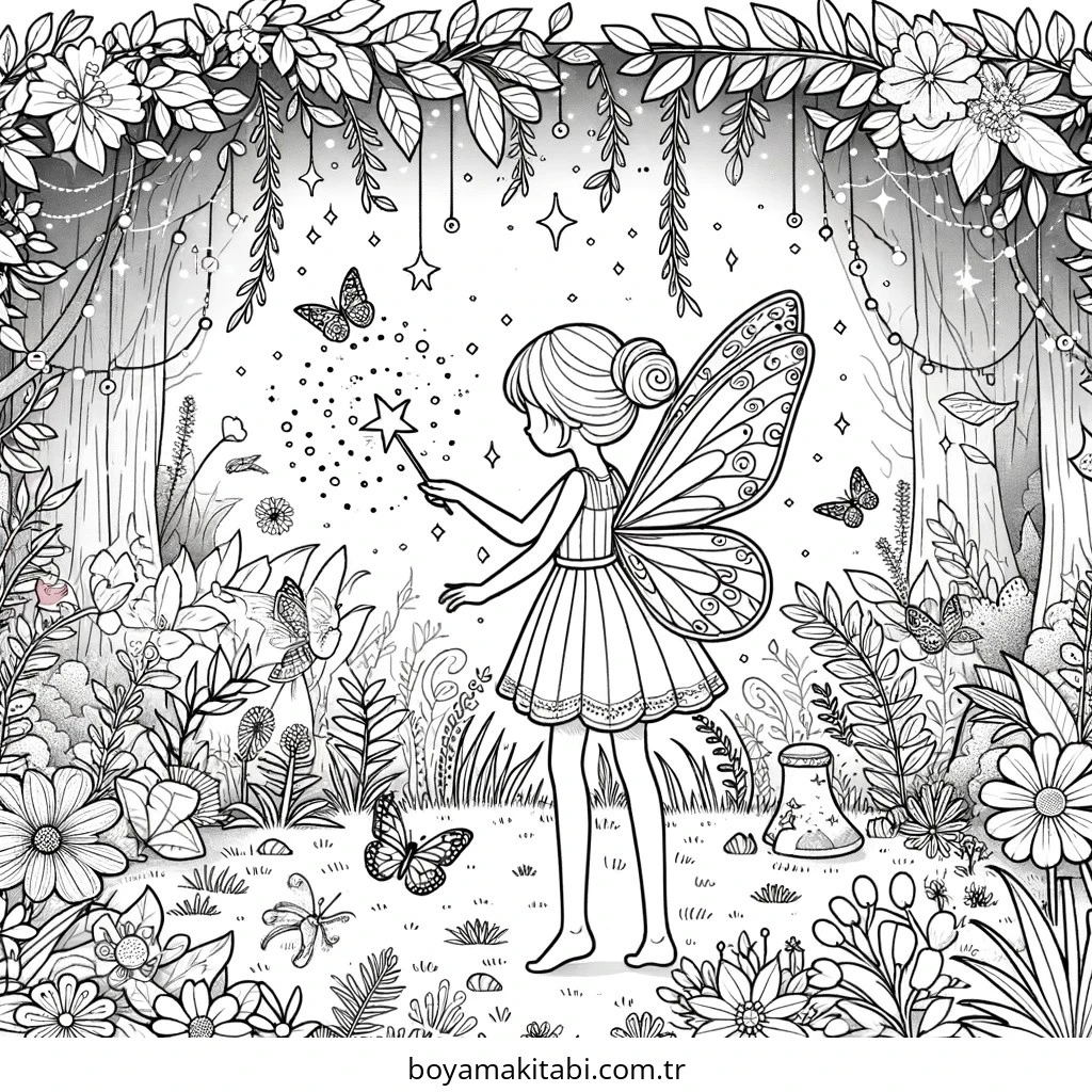 Enchanted Forest boyama sayfası – keyifli zaman, renkli çizimler