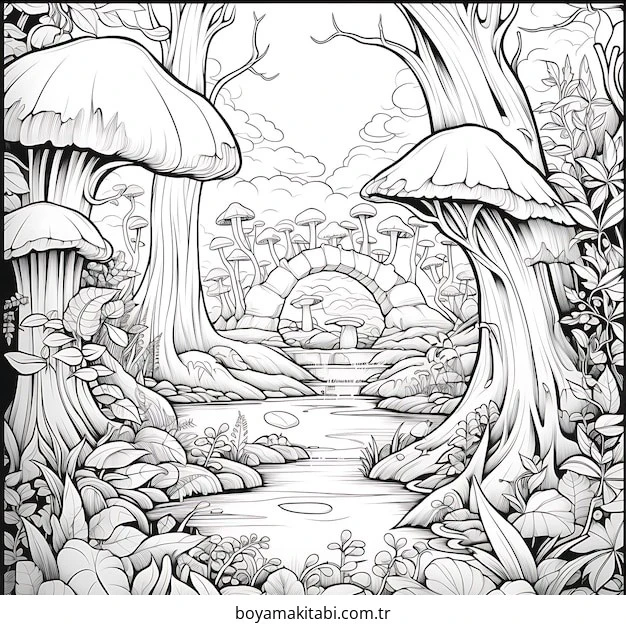 Enchanted Forest boyama sayfası – çocuk aktivitesi, PDF indir