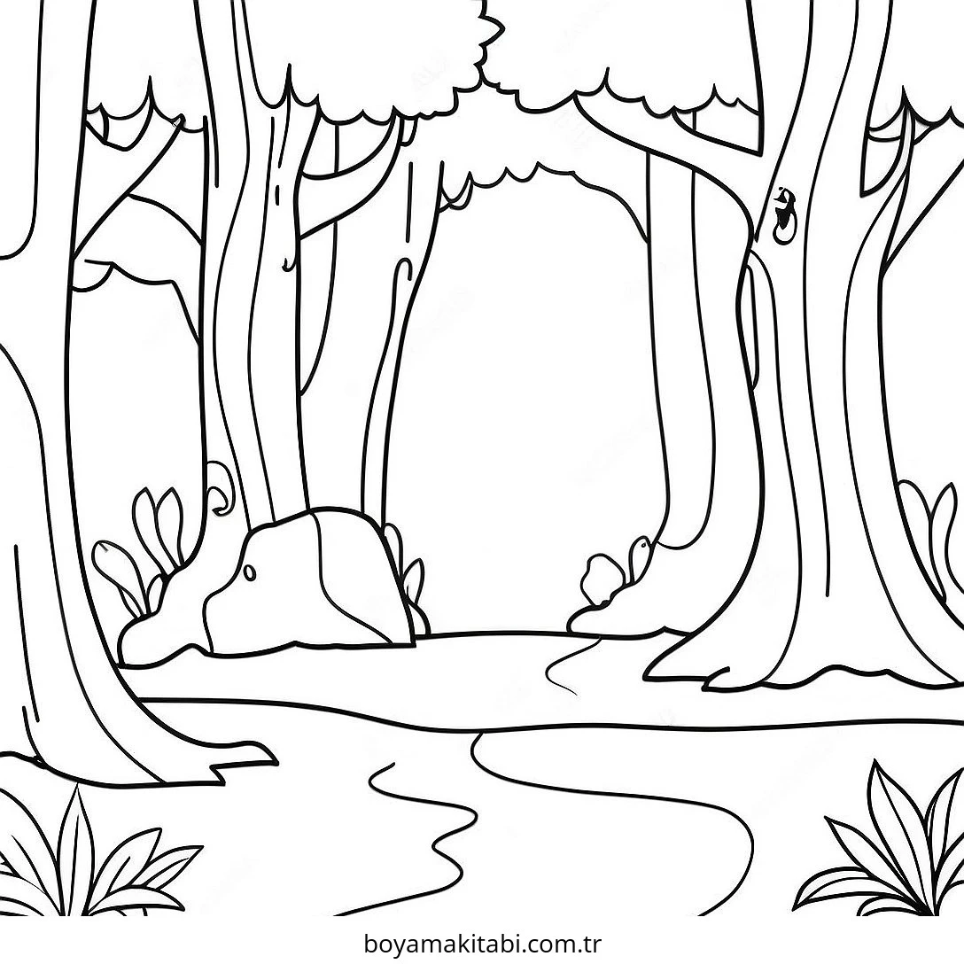 Enchanted Forest boyama sayfası – boyama çalışması, yaratıcılığı geliştirir