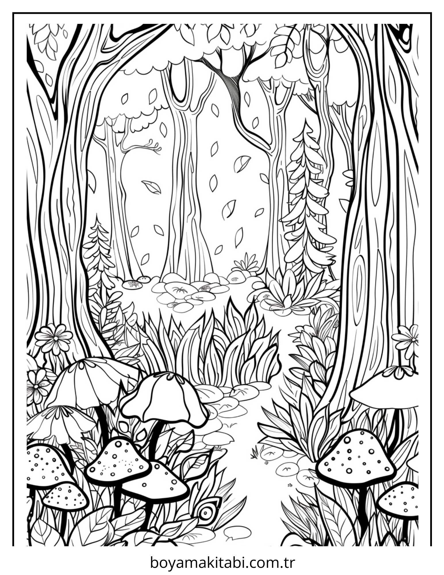 Enchanted Forest boyama sayfası – ücretsiz yazdır, boyama etkinliği