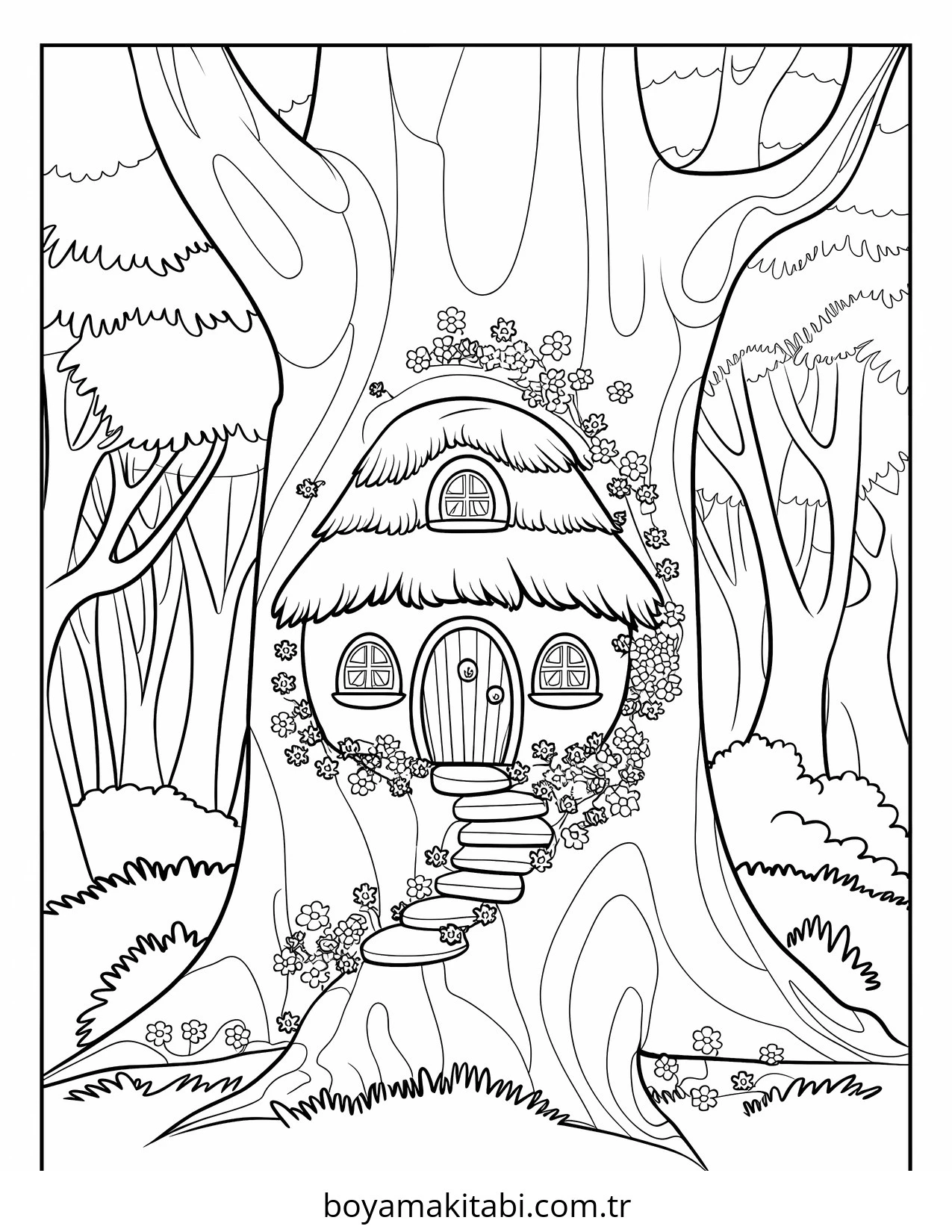 Enchanted Forest boyama sayfası – PDF indir, sevimli karakter