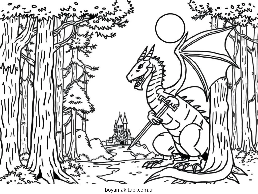 Fantasy Dragon  boyama sayfası – boyama etkinliği, çocuk aktivitesi
