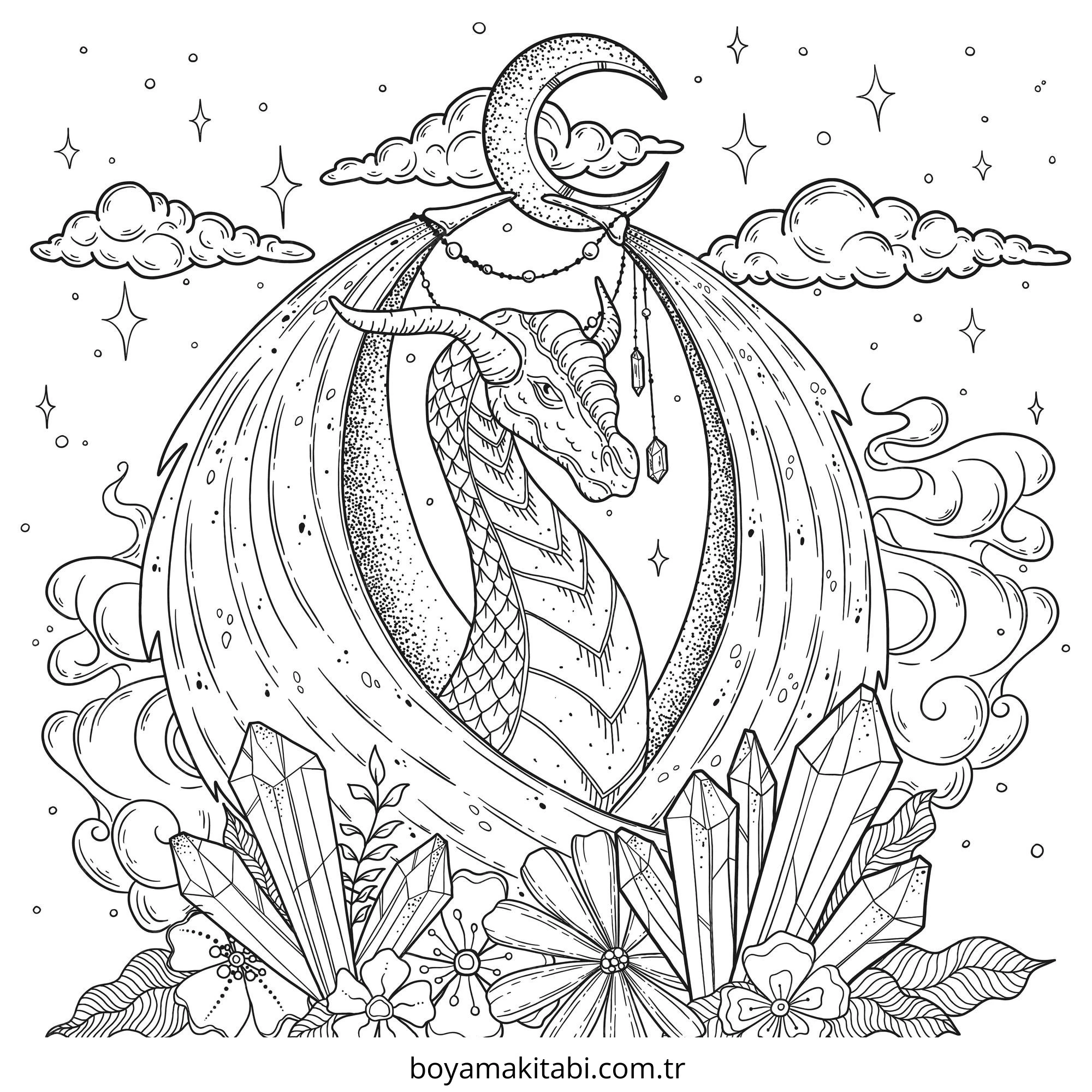 Fantasy Dragon  boyama sayfası – ücretsiz yazdır, boyama etkinliği