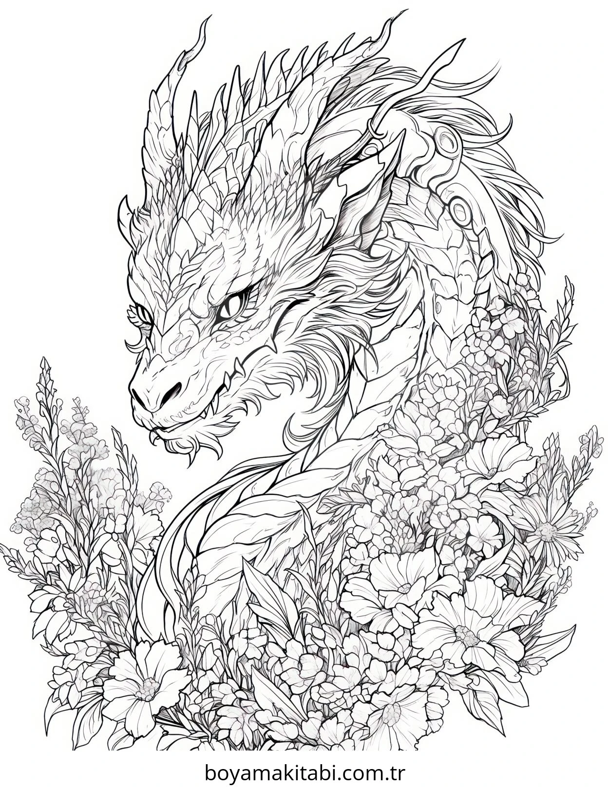 Fantasy Dragon  boyama sayfası – yaratıcılığı geliştirir, keyifli zaman