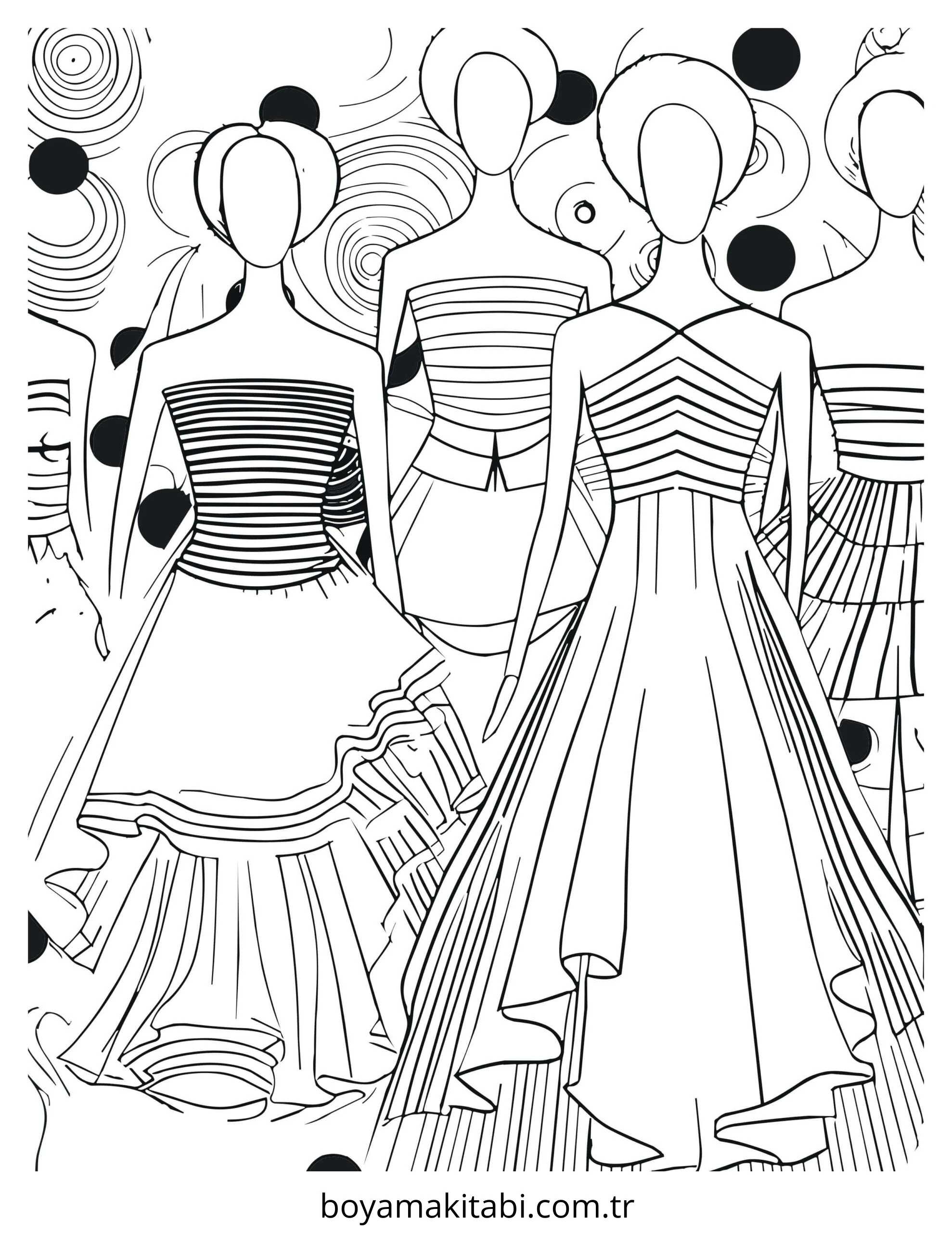 Moda  boyama sayfası – boyama çalışması, yaratıcılığı geliştirir