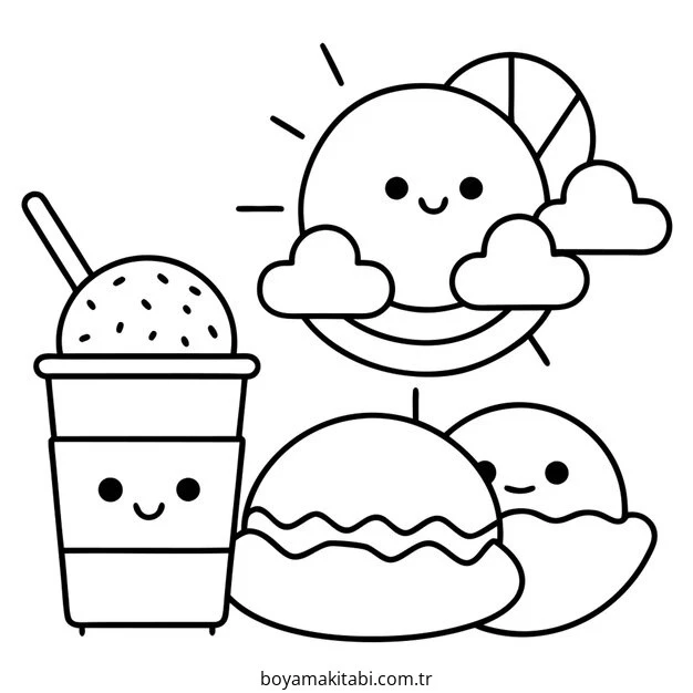 Fast Food boyama sayfası – boyama çalışması, yaratıcılığı geliştirir