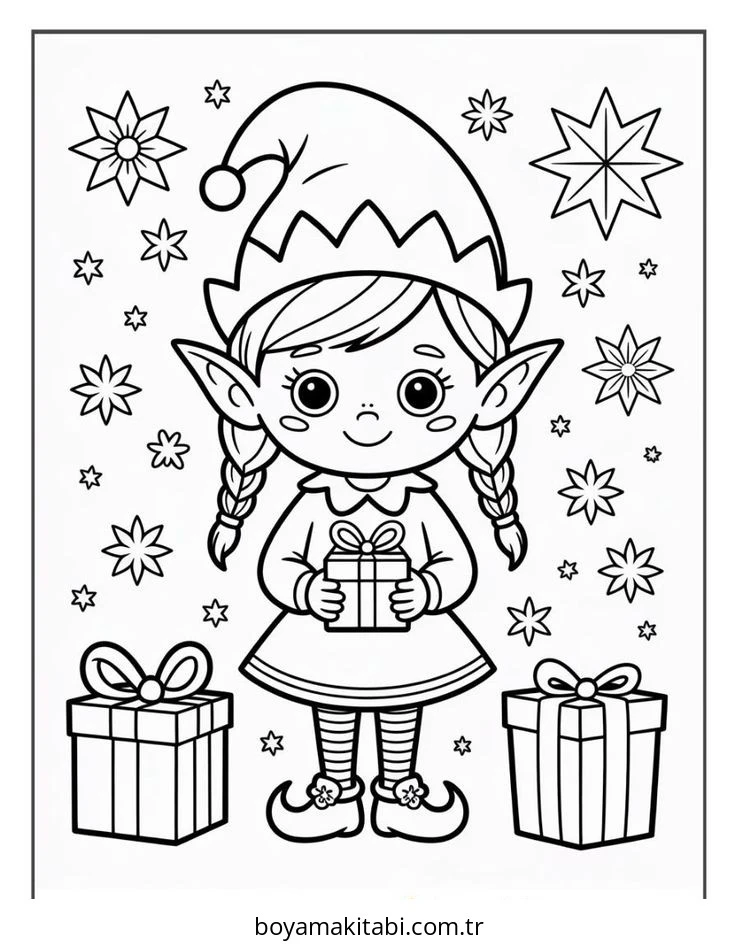 Elf boyama sayfası – yaratıcılık, eğlenceli etkinlik