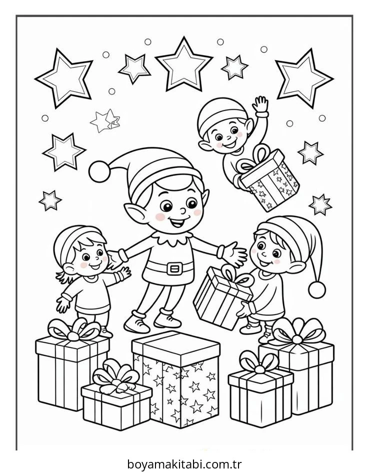 Elf boyama sayfası – basit çizim, kolay boyama