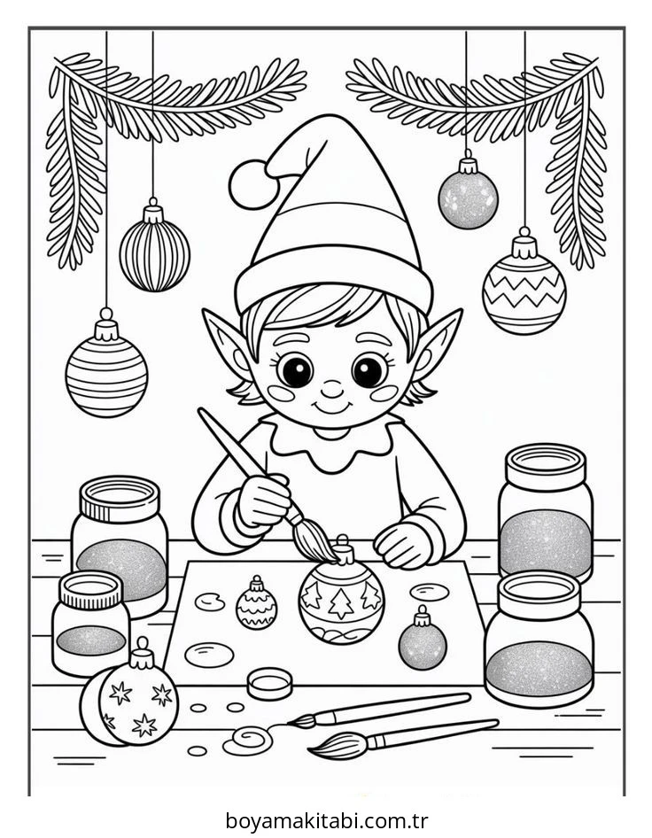 Elf boyama sayfası – renkli çizimler, okul öncesi