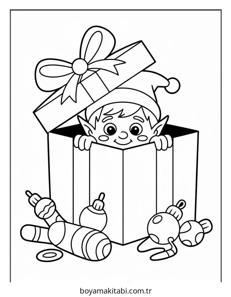 Elf boyama sayfası – PDF indir, sevimli karakter