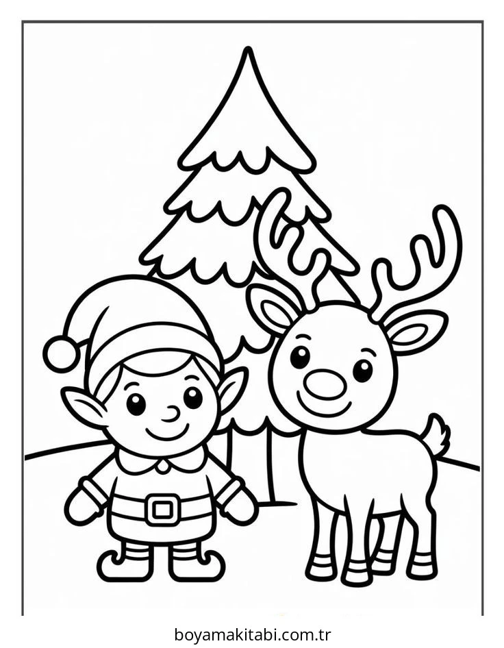 Elf boyama sayfası – sevimli karakter, sanatsal çalışma
