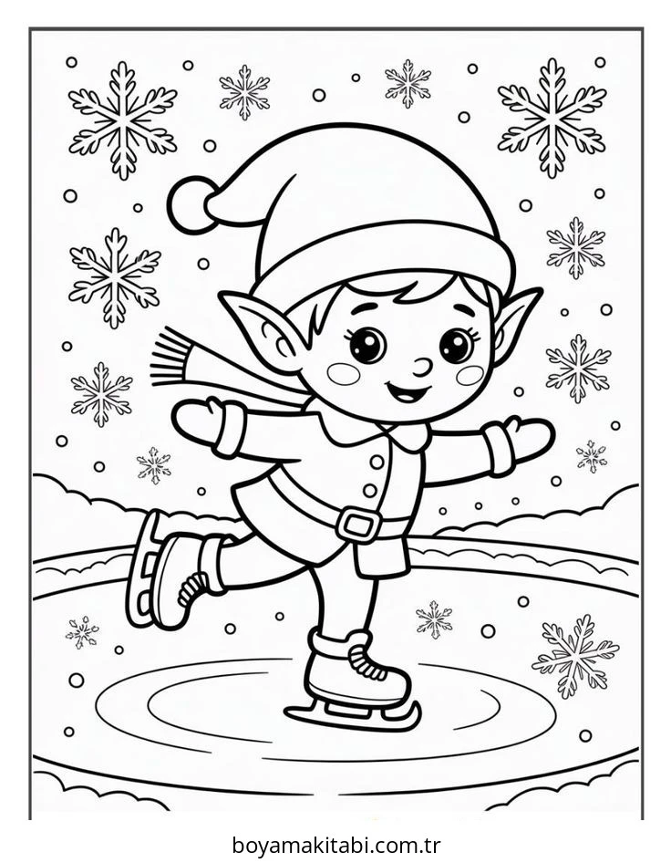 Elf boyama sayfası – basit çizim, kolay boyama
