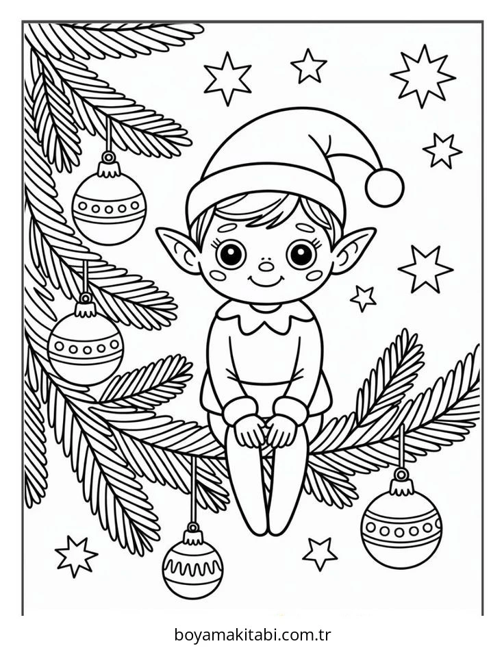 Elf boyama sayfası – boyama etkinliği, çocuk aktivitesi